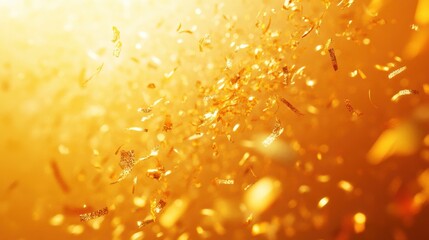 Poster - Golden particles floating in a radiant background, creating a magical ambiance.