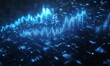 © Q STOCK - Concept of stock market and fintech forex concept. Blurry blue digital charts over dark blue background. Futuristic financial interface. 3d render illustration
