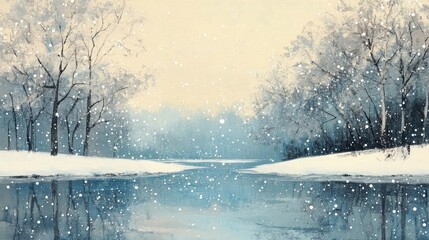 Poster - Gentle snowfall at dusk, symbolizing calm and reflection