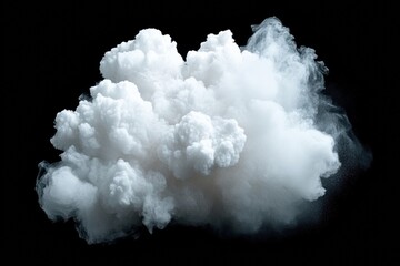 Wall Mural - Fluffy white cloud isolated on dark background, perfect for nature and weather themes.