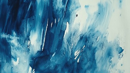 Poster - Light blue watercolor texture with soft brush strokes for abstract themes