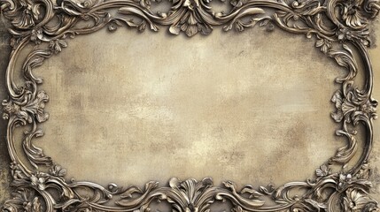 Poster - Ornate vintage frame with intricate textures against a simple background