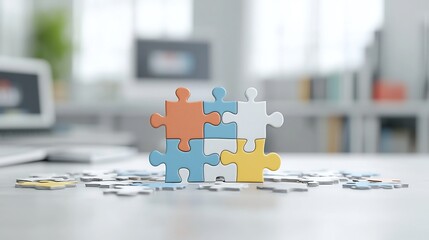 Fototapete - Intricate 3D Puzzle Symbolizing the Complexity of Search Engine Algorithms and the Challenges of Optimizing Digital Content for Maximum Visibility and Discoverability