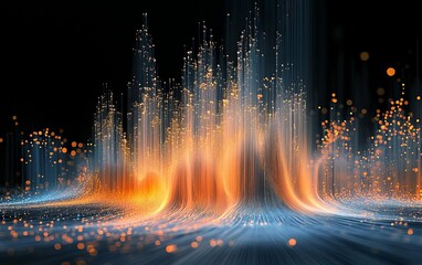 Poster - Dynamic abstract composition showcasing vibrant colors and flowing light patterns. Perfect for technology or artistic visual projects.