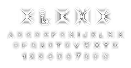 Wall Mural - creative outline font design featuring unique blended lines forming bold letters and numbers on whit