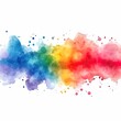 © Thomas - Rainbow watercolor banner background on white. Pure vibrant watercolor colors. Creative paint gradients, fluids, splashes, spray and stains