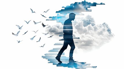 Wall Mural - explore the dreamlike quality of double exposure art with nature and human elements intertwined