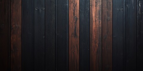 Wall Mural - Brown and black wooden wall background ideal for various design projects, showcasing a textured and rustic appeal that enhances any creative concept featuring a brown and black theme.