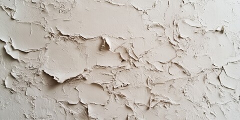 Poster - Textured wall fragment featuring beige paint in a flat lay perspective. This image highlights the unique qualities of beige paint on a textured wall, emphasizing its aesthetic appeal.