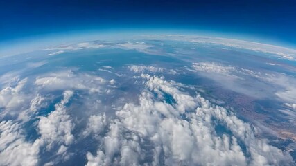 Wall Mural - Curvature of planet earth. Aerial shot. Blue sky and clouds