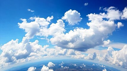 Wall Mural - Curvature of planet earth. Aerial shot. Blue sky and clouds