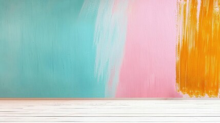 Poster - Vibrant Abstract Brushstrokes Painting with Pastel Color Palette for Modern Decor and Digital Graphic Design