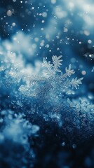 Wall Mural - Snowflakes gently falling in a winter wonderland creating a serene atmosphere