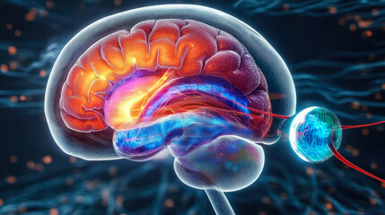 Poster - Thalamus Brain Anatomy Illustration Showing Sensory Motor Signal Pathways and Neural Nuclei