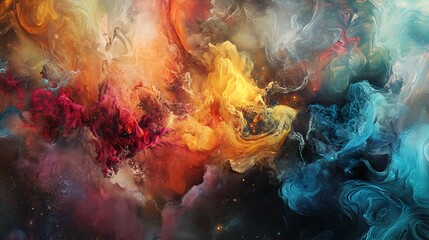 Wall Mural - Abstract colorful paint clouds