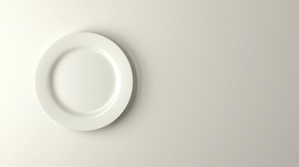 Aufkleber - Minimalist white plate on light background simplicity and elegance top view copy space