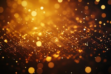 Wall Mural - A bright orange background with a lot of small gold circles