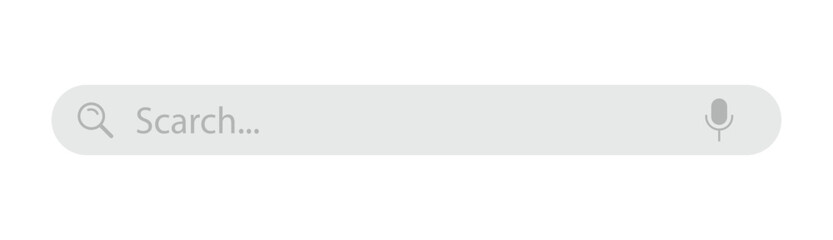 Aufkleber - A magnifying glass search button and a microphone icon for voice search in the search bar. Search bar. Internet browser engine with search box vector.