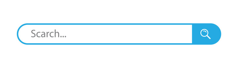 Aufkleber - A magnifying glass search button and a microphone icon for voice search in the search bar. Search bar. Internet browser engine with search box vector.