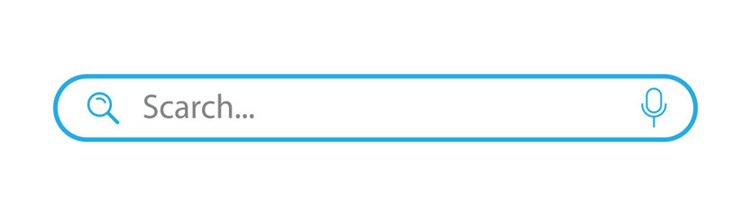 Aufkleber - A magnifying glass search button and a microphone icon for voice search in the search bar. Search bar. Internet browser engine with search box vector.