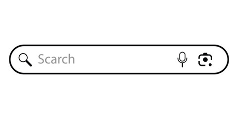 Poster - search bar Internet browser engine for UI design, website interface element with web icons and push button vector