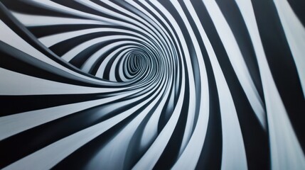 Wall Mural - abstract black and white swirling tunnel.