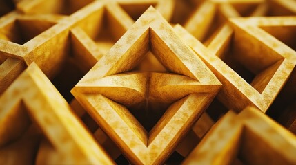 Wall Mural - abstract gold geometric shapes, 3d render.