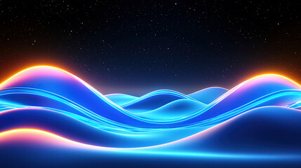 Wall Mural - Abstract futuristic blue wavy background