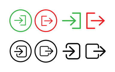 Poster - login and logout icon in generic design set. sign in and sign out sign symbol set. entrance, exit ic