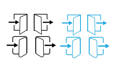 Poster - login and logout icon in generic design set. sign in and sign out sign symbol set. entrance, exit ic