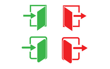 Poster - login and logout icon set. login and logout account icons. exit and enter arrow symbol. quit and ent