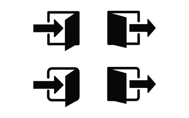 Poster - exit and entry icon button set. login and logout icons on white background.