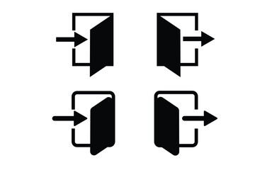 Poster - exit and entry icon button set. login and logout icons on white background.