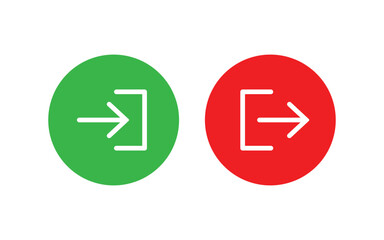 Poster - login and logout icon set. enter and exit icon set. open and close icon set.