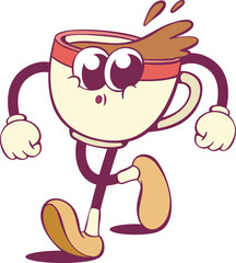 Poster - Funny cartoon coffee cup groovy character