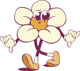 Poster - Whimsical groovy daisy flower mascot