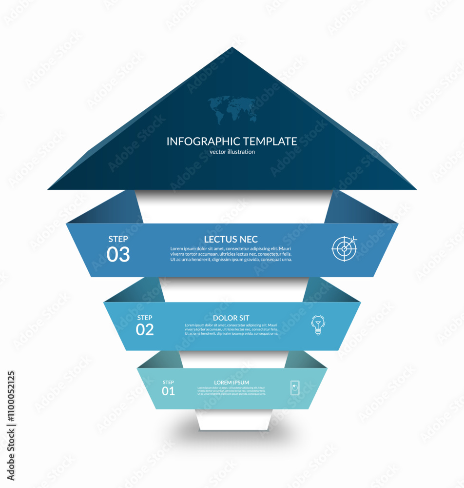 Infographic up arrow template with 3 steps. Business growth concept in ...