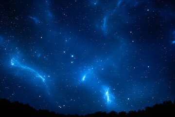 Wall Mural - blue dark night sky with many stars