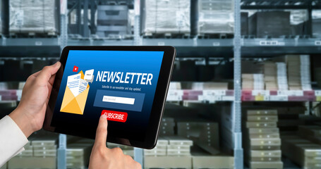 Poster - newsletter signup page on computer for customer to subscribe snugly newsletter update information to