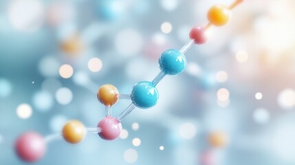 Poster - A colorful molecular structure with blurred background, representing scientific concepts like chemistry and biology with a modern aesthetic.
