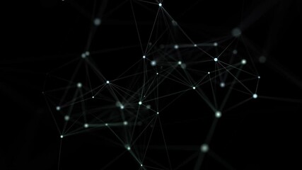 Leinwandbilder - Big data visualization. Network connection structure with chaotic distribution of points and lines. 3D rendering.