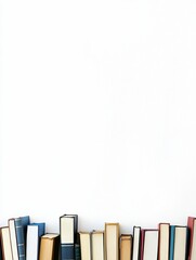Aufkleber - A lineup of books from different genres is displayed on a clean white background, showcasing their colorful spines and unique designs. Generative AI