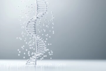 Poster - A 3D depiction of a DNA double helix, surrounded by floating molecules, set against a soft, gradient background.