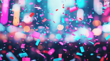 Poster - Colorful confetti falling at midnight on new year's eve