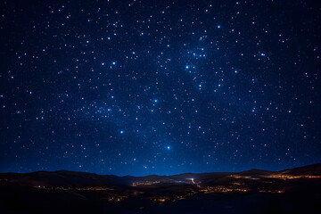 Wall Mural - blue dark night sky with many stars