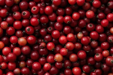 Wall Mural - Various red berries displayed in a vibrant, colorful arrangement on a surface