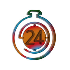 Poster - 3D Gradient Retro Icon - 24 Hours Timer Symbol