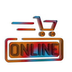 Poster - 3D Gradient Retro Icon - Online Shopping Symbol Online Shopping