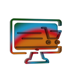 Poster - 3D Gradient Retro Icon - Symbol Online Shopping