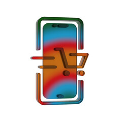 Poster - 3D Gradient Retro Icon - Symbol Online Shopping